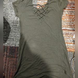 Green Criss-Cross Tunic Heart & Hips